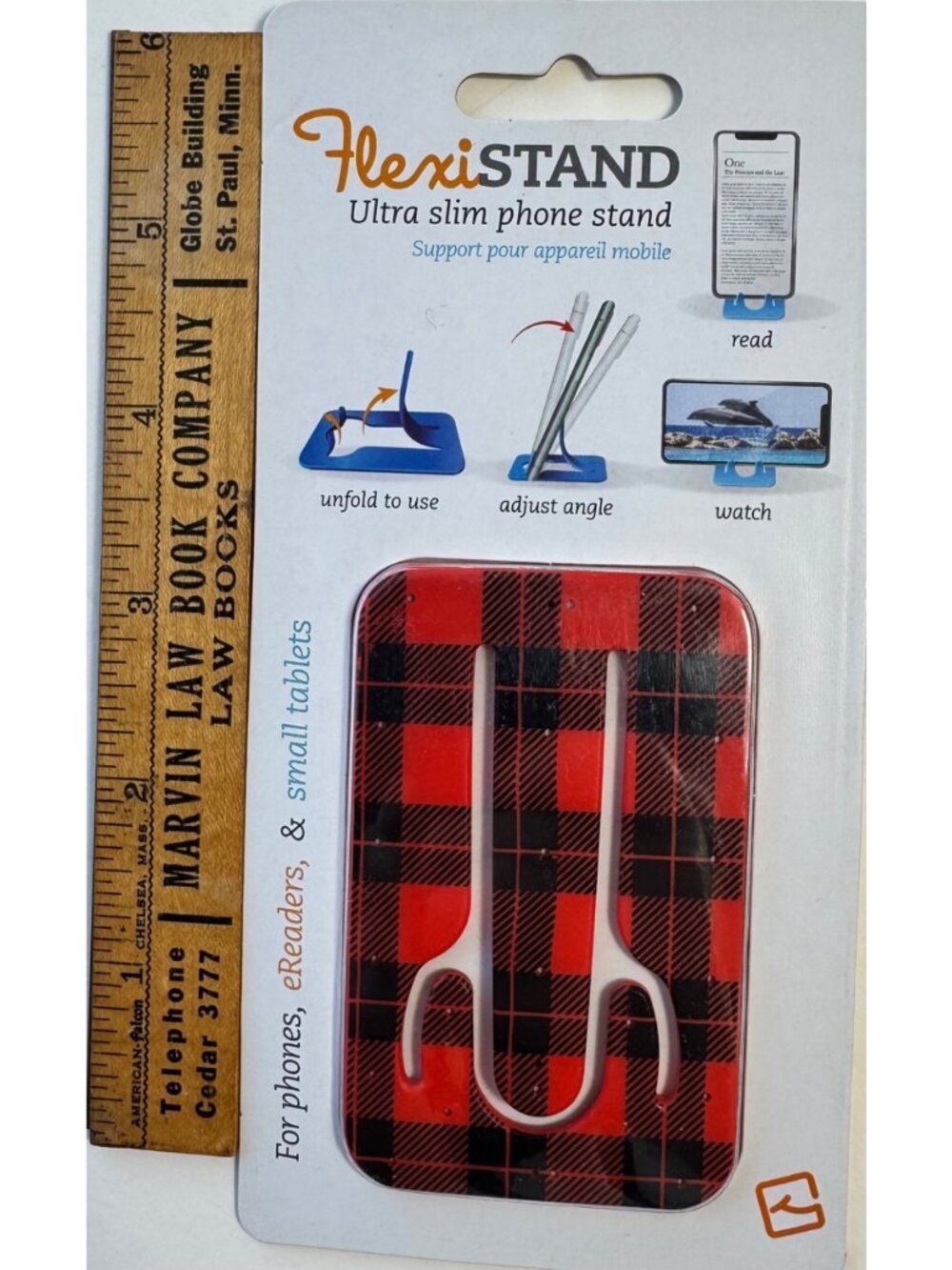 Flexistand Red Tartan Slim Phone Stand Universal Portable Phone Holder New - Picture 3 of 9